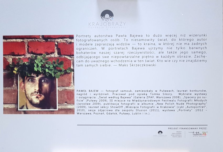 Targi Green Days, wystawa prac Paweł Bajew, fotografie, tablica informacyjna o Paweł Bajew, Fundacja Krajobrazy