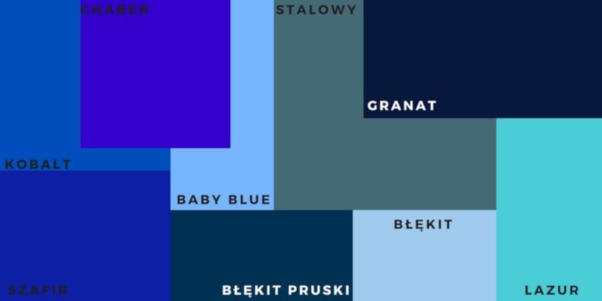 Kolorowe drzwi wejściowe 6 Kolorowe drzwi wejściowe, tabela odcieni niebieskiego,