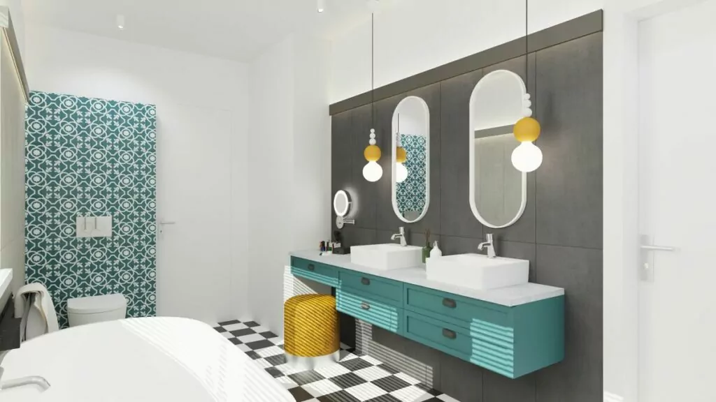 Kolorowa łazienka w stylu boho- Warszawa