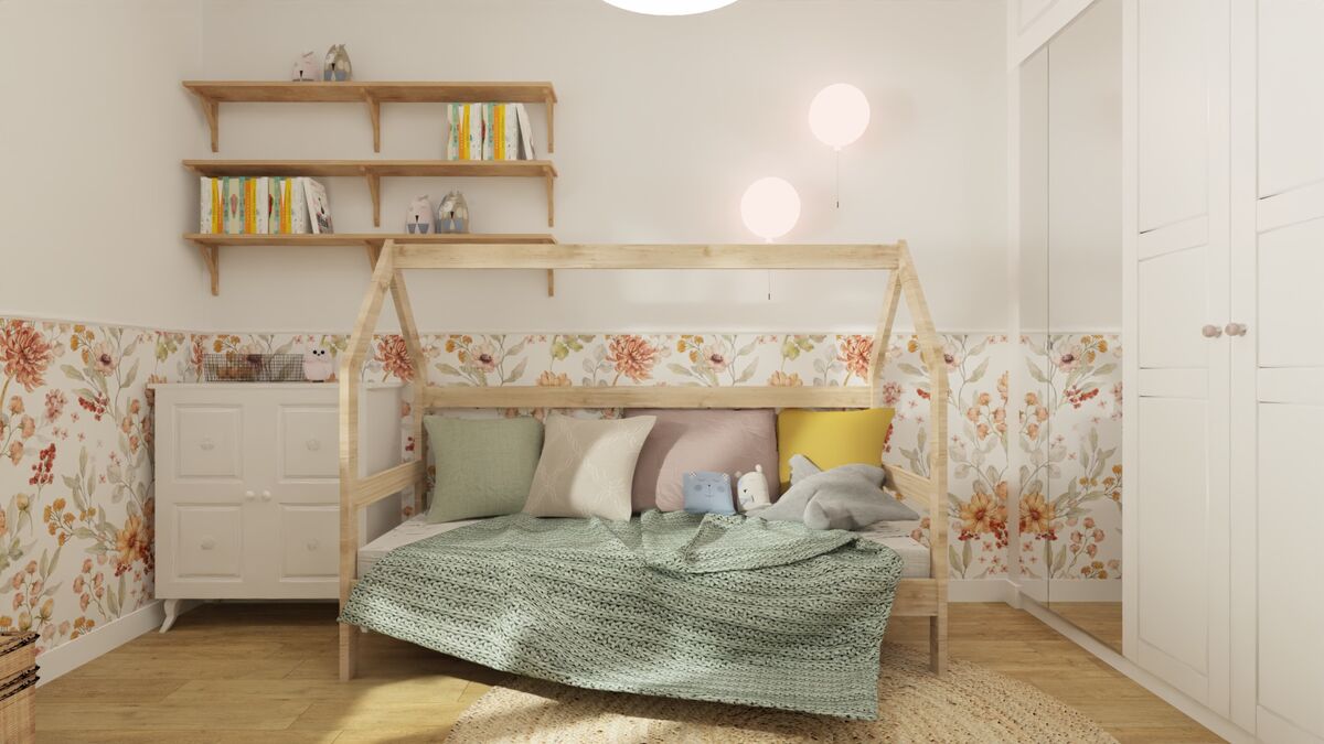 Pokój dziewczynki z łóżkiem w formie domku- Warszawa Targówek