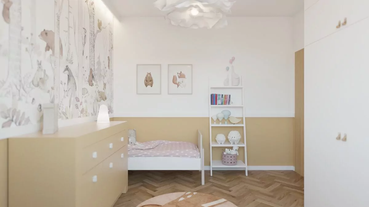 Mały pokój dziecięcy w bloku z łóżeczkiem- Warszawa